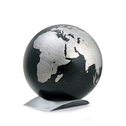 Globe terrestre sur plaque Capital Ø 30 cm - Noir & argent