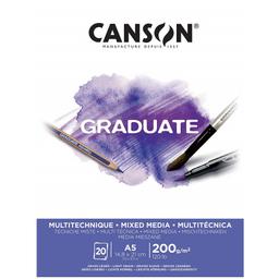 CANSON Bloc dessin blanc Graduate Mix Media 20 feuilles 200g A5