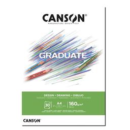 CANSON Bloc dessin blanc Graduate 30 feuilles 160g A4