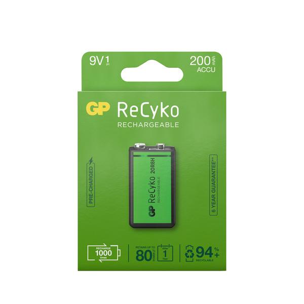 Pack de 1 pile rechargeable Recyko+ 9V - 200mAh