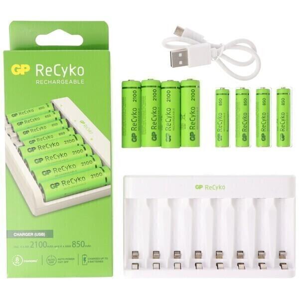 Modèle USB Chargeur GP E811 4 x ReCyko AA 2100 mAh 4 x ReCyko