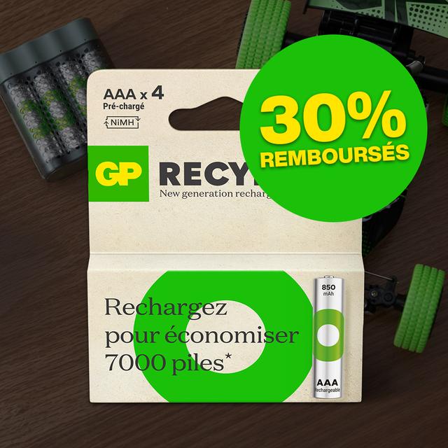 Pack de 4 piles rechargeable Recyko+ AAA 850mAh