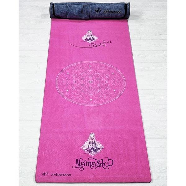 Tapis yoga 3 plis Namasté rose + Sac