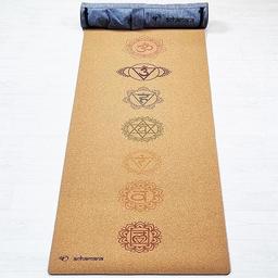 Tapis yoga latex & liège 7 chakras + Sac