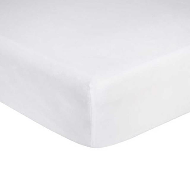 Drap housse uni en coton blanc 90x190