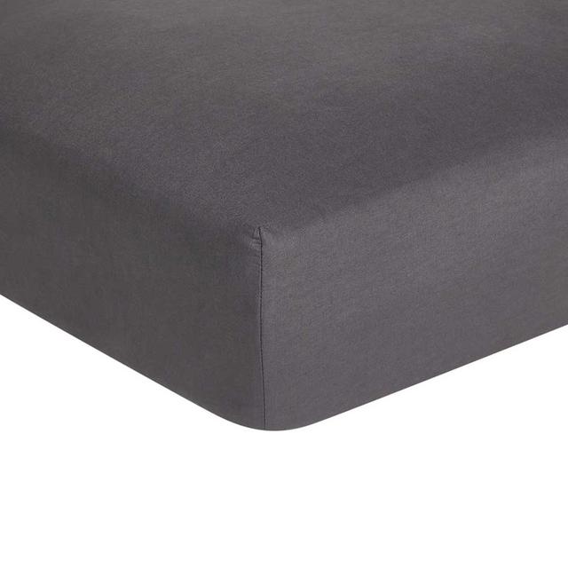 Drap housse uni en coton gris anthracite 140x200