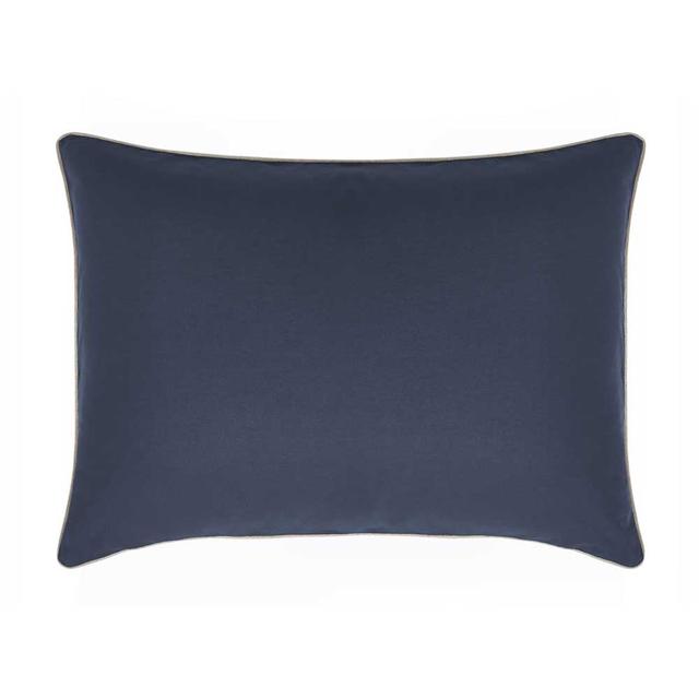 Taie d'oreiller unie en coton bleu nuit 50x70