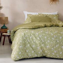 Parure de lit imprimée en percale de coton vert 140x200