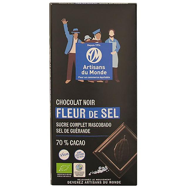 Chocolat dégustation Noir 70% et fleur de sel équitable 100g