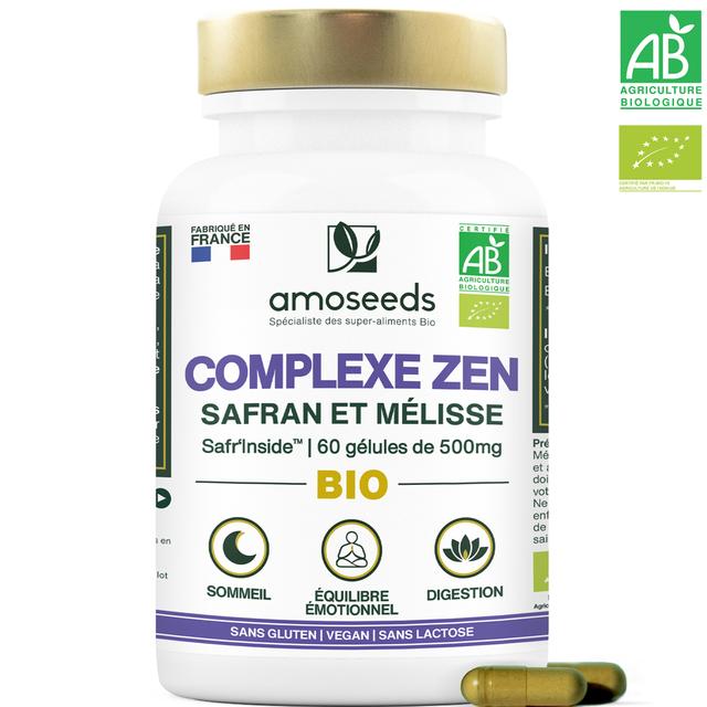 Complexe Zen Bio, Safran et Mélisse | 60 gélules de 500mg