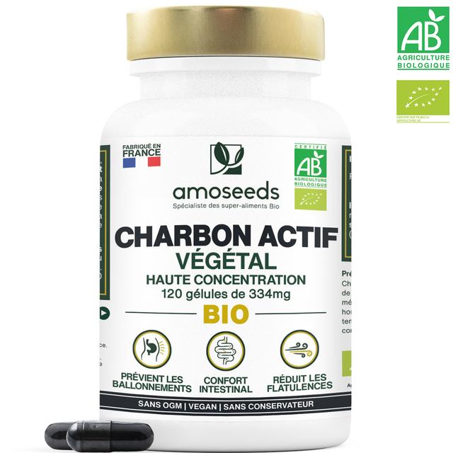 Charbon Actif Végétal Bio | 120 gélules de 334mg