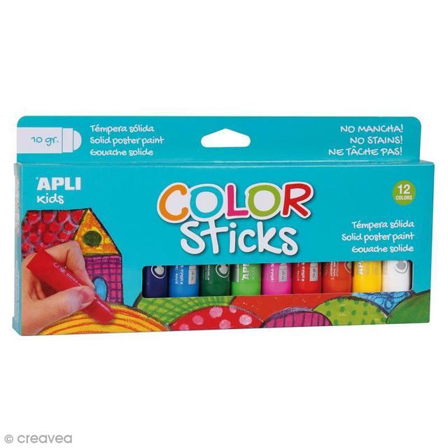 Gouache solide Color Sticks - Assortiment 12 couleurs