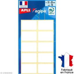 Stickers étiquettes Rectangulaires Blanc - 3,2 x 2 cm - 70 pcs