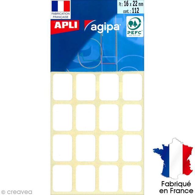 Stickers étiquettes Rectangulaires Blanc - 2,2 x 1,6 cm - 112 pc