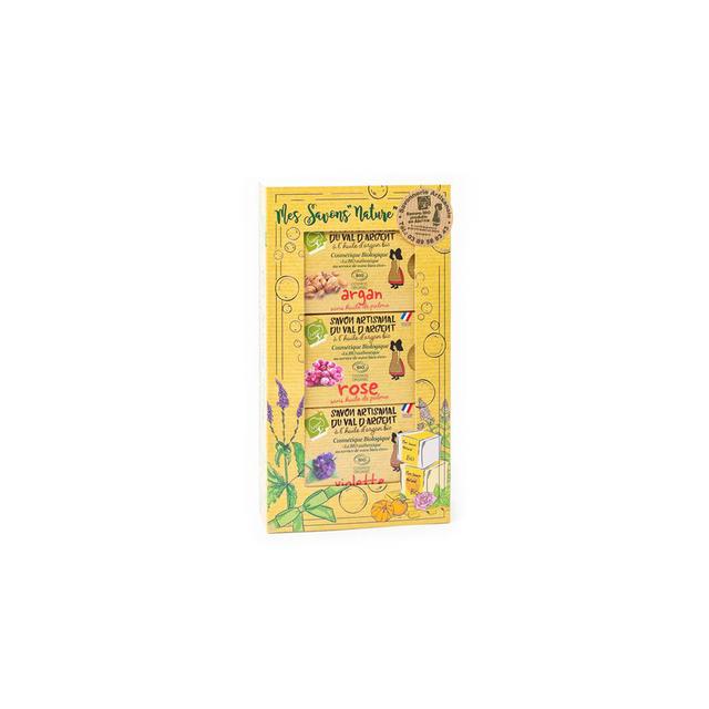 Coffret Mes savons nature Fleuri 3 savons artisanaux bio 140g