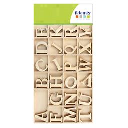 Alphabet en bois Lettres majuscules 3 x 0,2 cm - 130 pièces