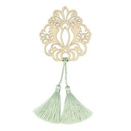 Motif en bois Fleur & 2 pompons vert clair