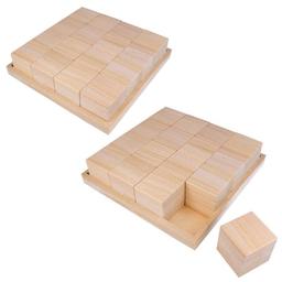 2 plateaux et 32 cubes en bois - 26,5 x 26,5 x 6,5 cm