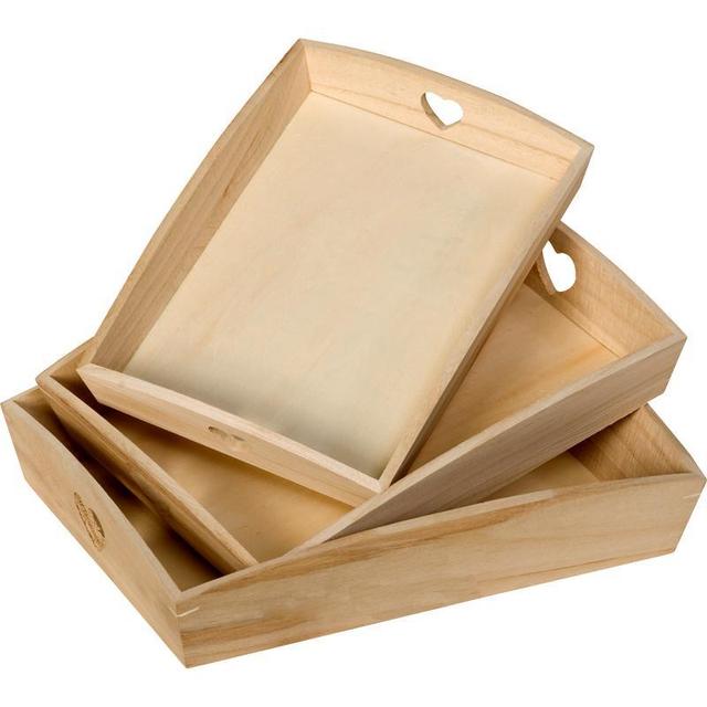 Plateau en bois Rectangle avec coeurs ajourés - Set de 3