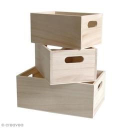 Casier à décorer en bois - 16 / 19 / 21,5 cm - 3 pcs