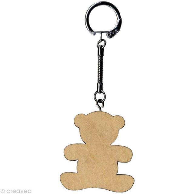 Porte clé Nounours à décorer en bois