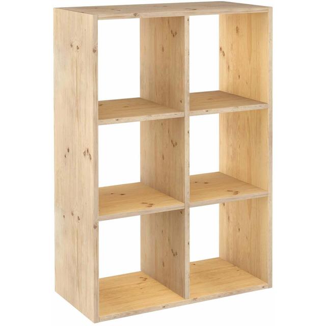 Étagère cubes en bois brut Dinamic 6 cases