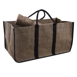 Sac à bûches chevrons en toile de jute plastifiée