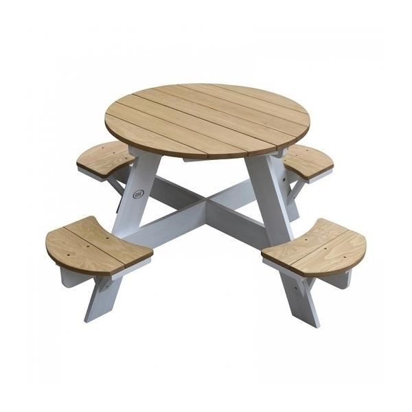 AXI Table Picnic UFO ronde Brun Blanc 120x120x56cm