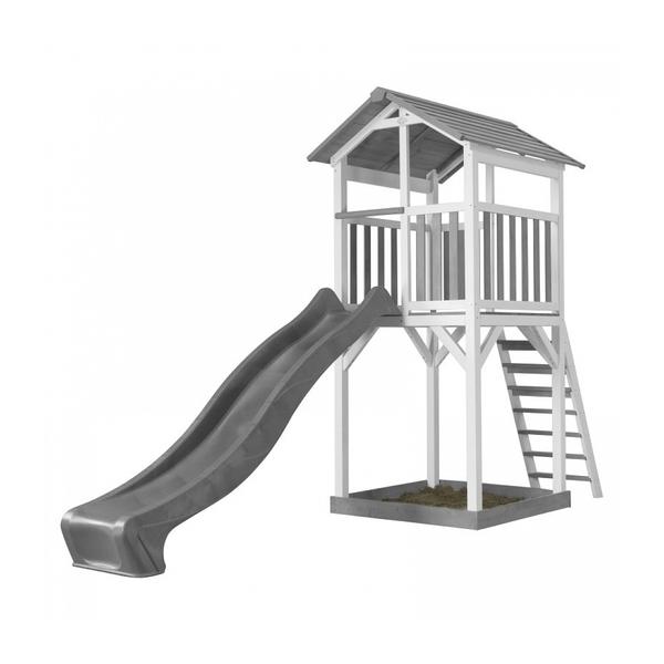 AXI Structure de jeu Beach Tower Blanc Gris avec toboggan Gris