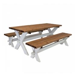 Celine Table de Pique Nique et Bancs en Bois 177 cm -