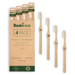 Pack de 4 brosses à dents en bambou Souple