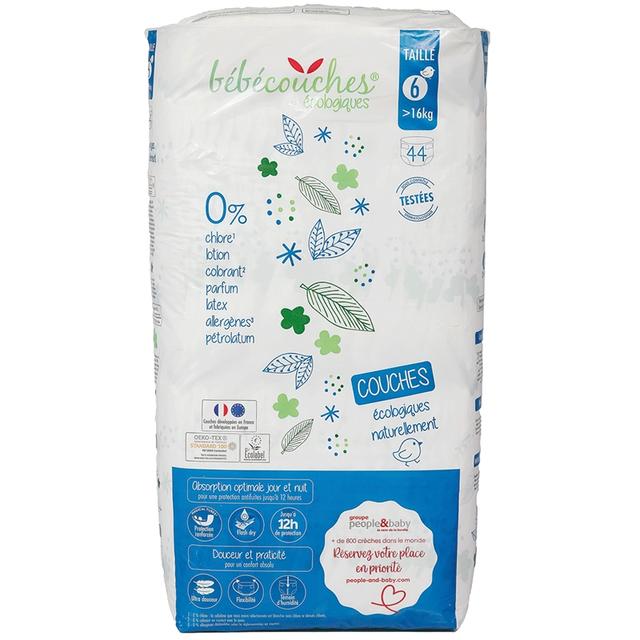 Couches bébé écologiques taille 6 (+16kg) sachet de 44 couches