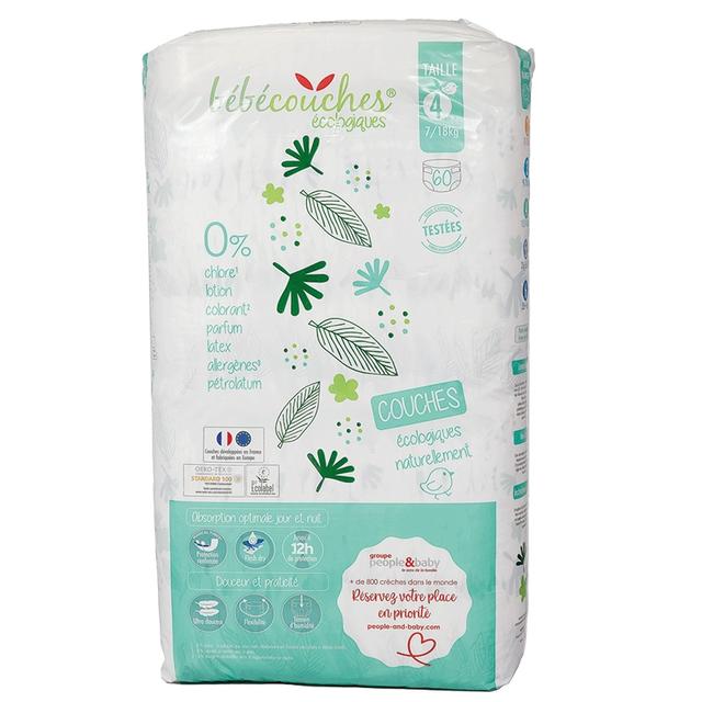 Couches bébé écologiques taille 4 (7-18kg) sachet de 60 couches