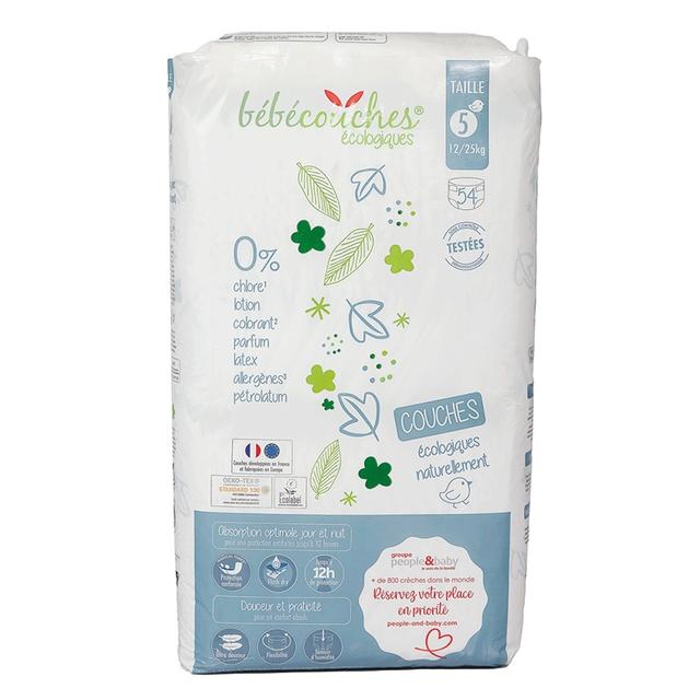 54 couches bébé écologiques taille 5 (12-25kg)