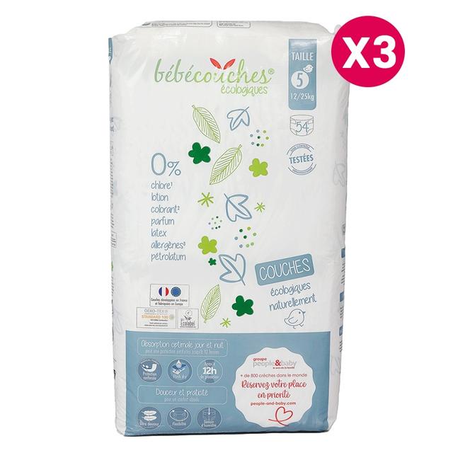 162 couches bébé écologiques taille 5 (12-25kg)