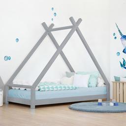 Lit Tipi enfant bois massif gris 80 x 160 cm