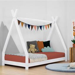 Lit Tipi enfant bois massif blanc 80 x 160 cm