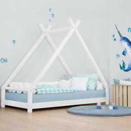 Lit Tipi enfant bois massif blanc 80 x 160 cm