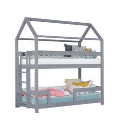 Lit superposé cabane MONTY 222 cm gris