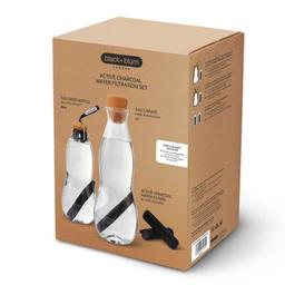 Kit Carafe en verre 1L, Gourde 80cl et 4 charbons actifs