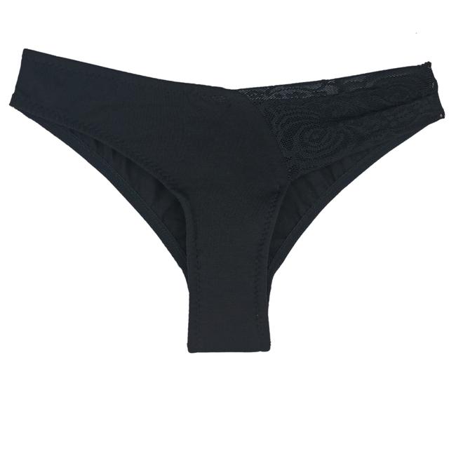 Tanga menstruelle avec dentelle - Taille XL - Noire- Tout flux