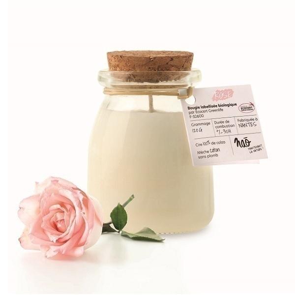 Bougie parfumée Bio pot de yaourt Rose 120g