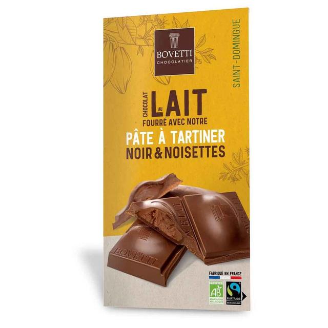 Chocolat lait fourré pâte à tartiner lait et noisettes 100g