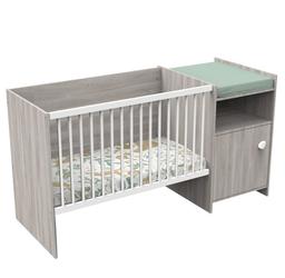 Lit bébé combiné 120x60 évolutif en 90x190 en décor bois avec