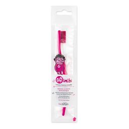 Brosse à dents en bioplastique medium rose