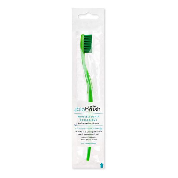 Brosse à dents en bioplastique medium verte