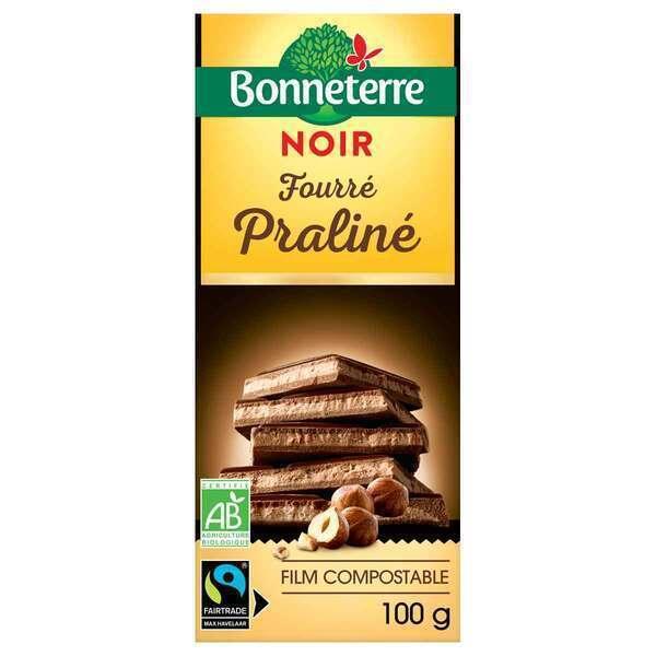 Tablette chocolat Noir fourré praliné 100g