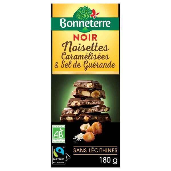 Tablette chocolat noir noisettes caramélisées et sel 100g