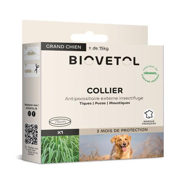 Collier antiparasitaire géraniol grand chien