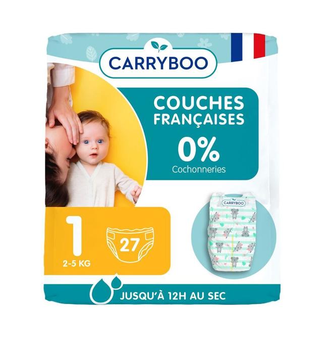 27 Couches T1 (2-5kg) Dermo-Sensitives à Motifs